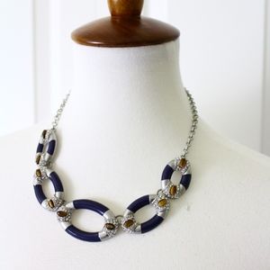 Lia Sophia Kiam Famil blue Enamel Link  Necklace